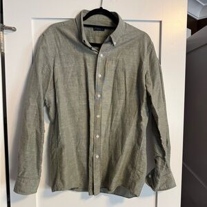 Proper Cloth Made-to-Measure Olive Linen Blend Button Down – Large